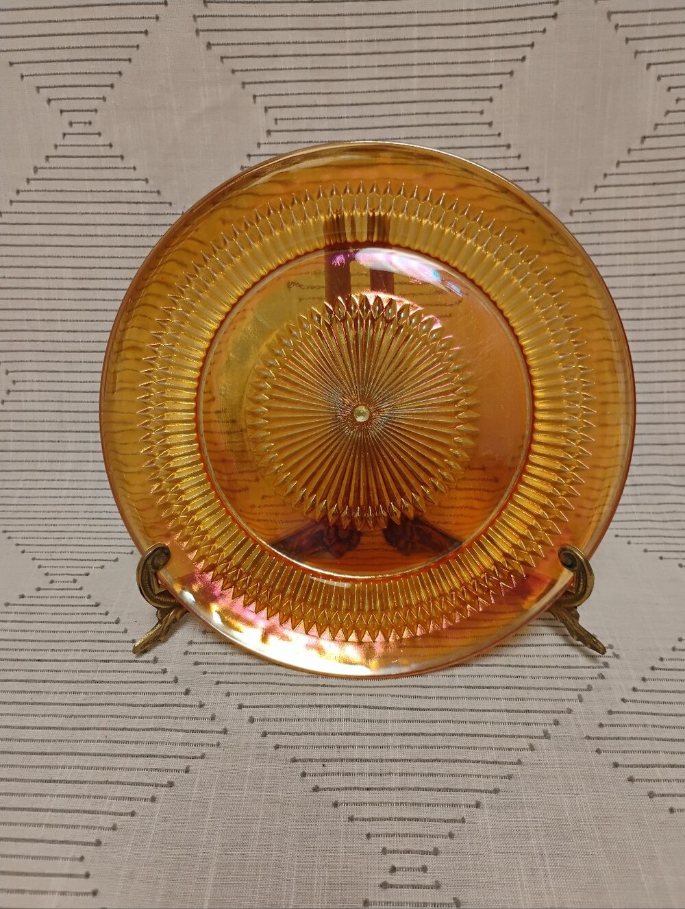 Jeannette Glass Co Marigold Carnival Glass Anniversary Pattern 10" Plate Vintage